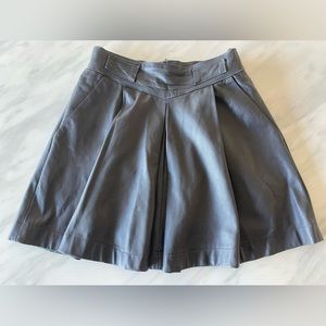 Vintage Grey Leather Pleated Mini Skirt